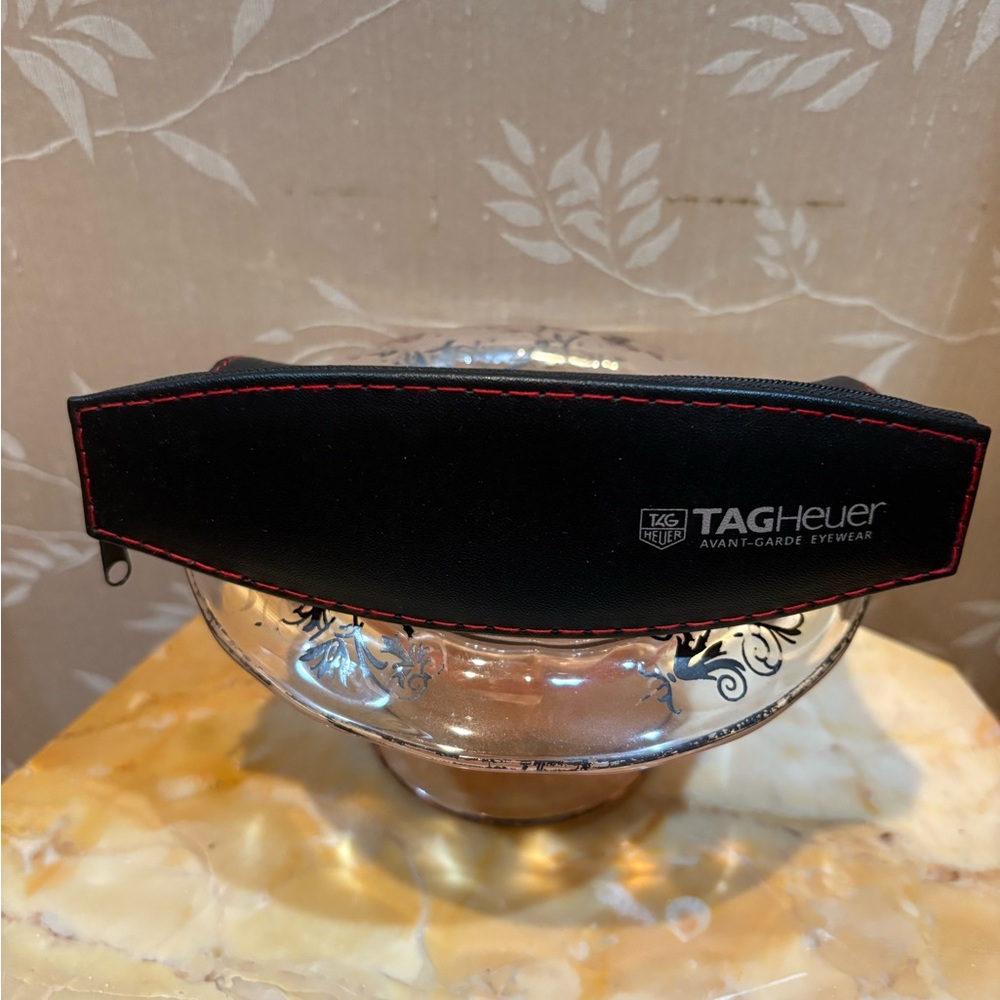 TAG Heuer Black Zippered Eye 👁️ Glass Case with Red Stitching
